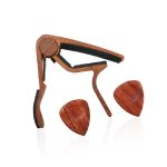 2-in-1-Kapodaster für Volksmusikgitarre aus massivem Holz + Plektrum-Set, Folk Music Guitar Capo – Bild 3