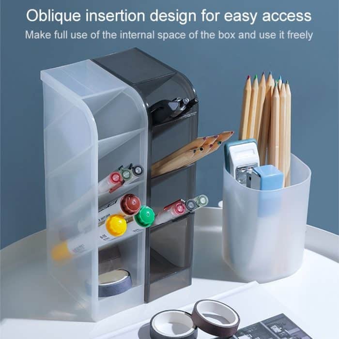 2 Stück Multifunktions-Stifthalter mit 4 Gittern für den Schreibtisch, Büro, Schule, Aufbewahrungskoffer, durchsichtige Kunststoffbox, Schreibtisch-Stift-Organizer – Bild 4