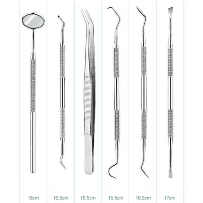 Zahnmedizinische Werkzeuge aus Edelstahl, Zahnpflege, Zahnstein-Werkzeug, Zahnarzt-Werkzeug-Set, 3 in 1 Silver Box, 5 in 1 Silver Box, 6 in 1 Silver Box, 6 in 1 Pink Box, 6 in 1 Black Box, 5 in 1 Steel Side Leather Case – Bild 6