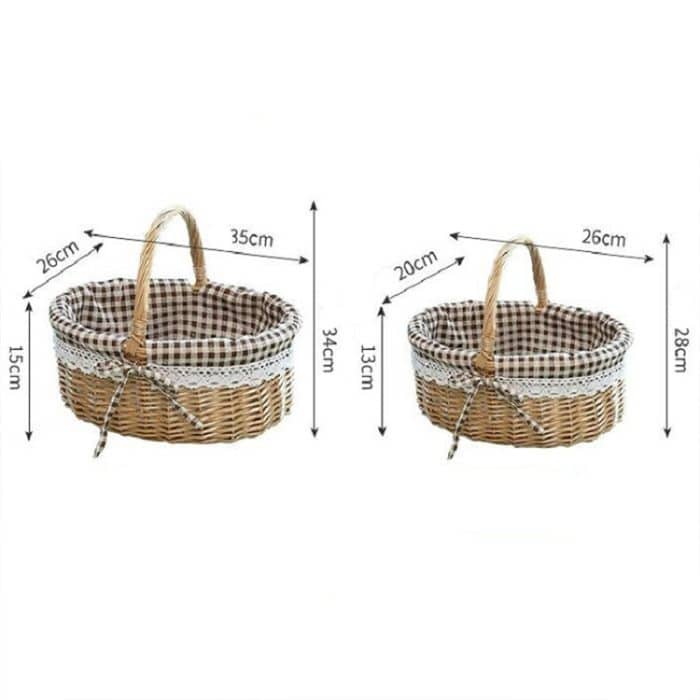 Handgewebter Picknickkorb, Sackleinen-Rattan-Aufbewahrungskorb, Small, Large – Bild 2