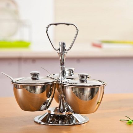 Rotierendes Gewürztopf-Set aus Edelstahl, Three-piece Set, Four-piece Set