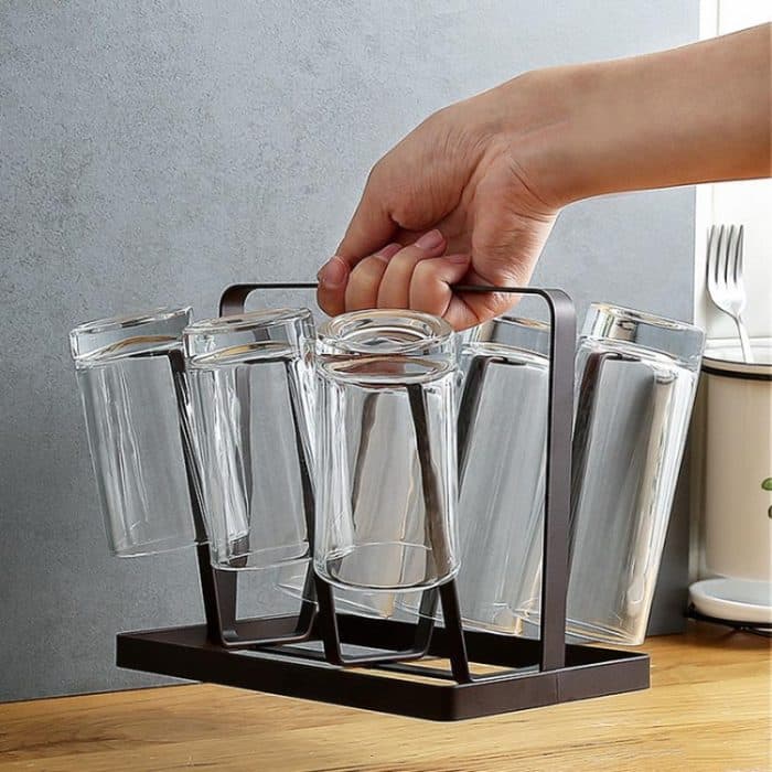 2 PCS Haushalt Täglichen Bedarfs Eisen Kunst Wasser Auf Den Kopf Ablassen Tasse Regal Küche Tasse Halter – Bild 6