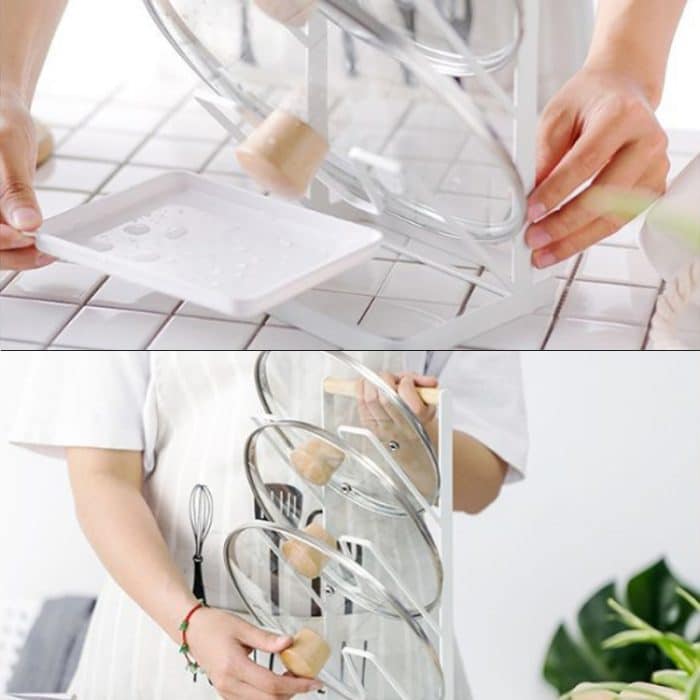 Eisen Dreischichtiges Topfdeckelregal Aufbewahrungsablaufregal – Bild 4