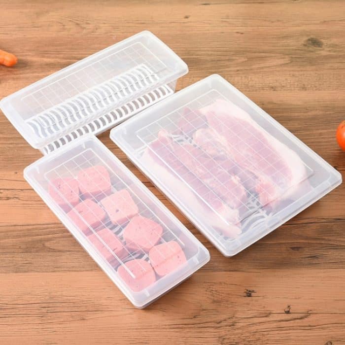 6 PCS Küche Kühlschrank Drainable Frischhaltebox Lebensmittel Kunststoff Versiegelt Gefrierschrank Aufbewahrungsbox Fisch Frische Box, 27x20x5.5cm, 27x11x6cm – Bild 3