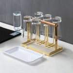 Umgedrehter schmiedeeiserner Becherhalter Wasserbecher-Metallregal mit Tablett – Bild 4