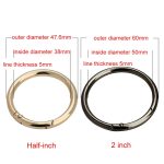 10 Stück Zinklegierung Federring Metall offene Tasche Gurtband Schlüsselanhänger, Half-inch Light Gold, Half-inch Black, Half-inch Silver, 2 inch Light Gold, 2 inch Black, 2 inch Silver – Bild 3