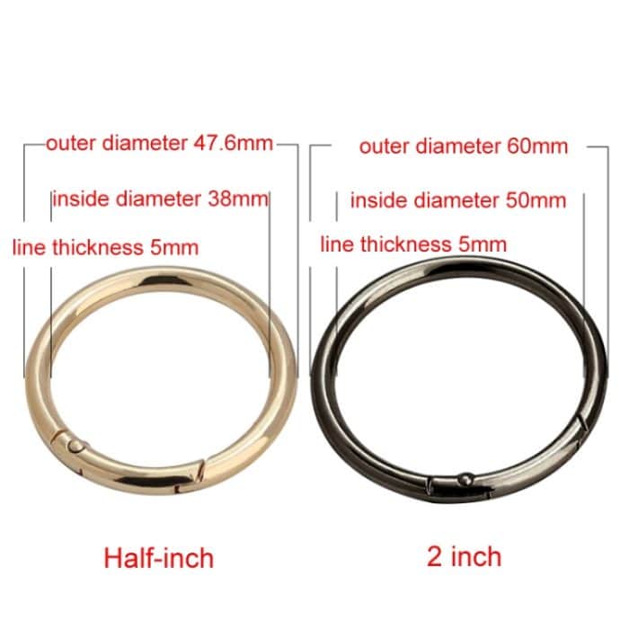 10 Stück Zinklegierung Federring Metall offene Tasche Gurtband Schlüsselanhänger, Half-inch Light Gold, Half-inch Black, Half-inch Silver, 2 inch Light Gold, 2 inch Black, 2 inch Silver – Bild 3