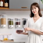 An der Wand montierter Aufbewahrungsbehälter für verschiedene Getreidesorten. Großvolumiger, versiegelter Push-Typ-Tank für die Küche, Medium, Large – Bild 7