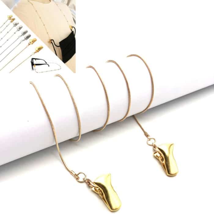 4 PCS Clip Style Mask Lanyard Chain Glasses Anti-Lost Decorative Rope, Round Snake Chain, Bead Chain – Bild 1