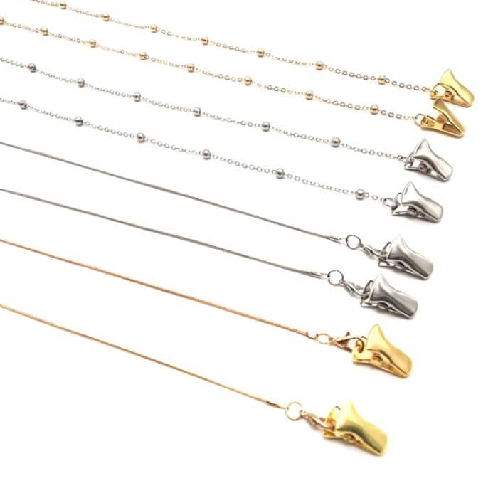 4 PCS Clip Style Mask Lanyard Chain Glasses Anti-Lost Decorative Rope, Round Snake Chain, Bead Chain – Bild 2