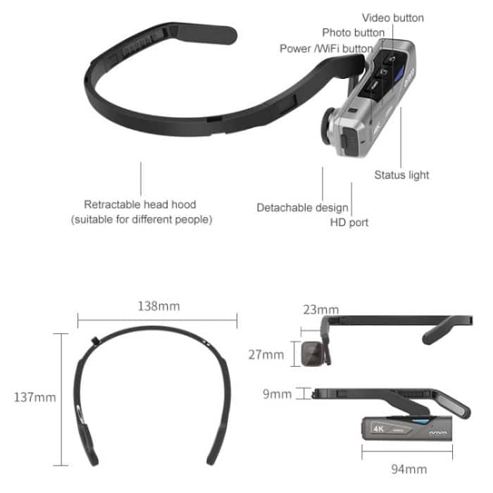 ORDRO EP7 4K-Head-Mounted-Autofokus-Live-Video-Smart-Sportkamera, Without Remote Control, With Remote Control – Bild 5