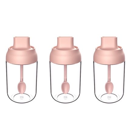 3 Stück Macaron-Band, feuchtigkeitsbeständiger Deckel, Löffel, ein Gewürzglas, Glas-Gewürzflasche mit Etikett, Seasoning Bottle, Honey Bottle, Brush Oil Bottle