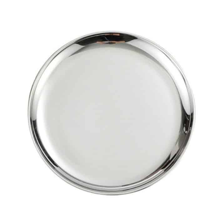 2 PCS Edelstahl verdickte runde Platte Café Tablett Obst Kuchen Platte Knochen Platte Teller flache Platte, 26cm Bright Mirror Silver, 30cm Bright Mirror Silver, 14cm Brushed Matte Gold, 17cm Brushed Matte Gold, 20cm Brushed Matte Gold... – Bild 8