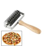 Backwerkzeug Edelstahl Holzgriff Pizza Rollenschneider Dessert-Kochfeld Pizza Netzmesser