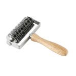 Backwerkzeug Edelstahl Holzgriff Pizza Rollenschneider Dessert-Kochfeld Pizza Netzmesser – Bild 2