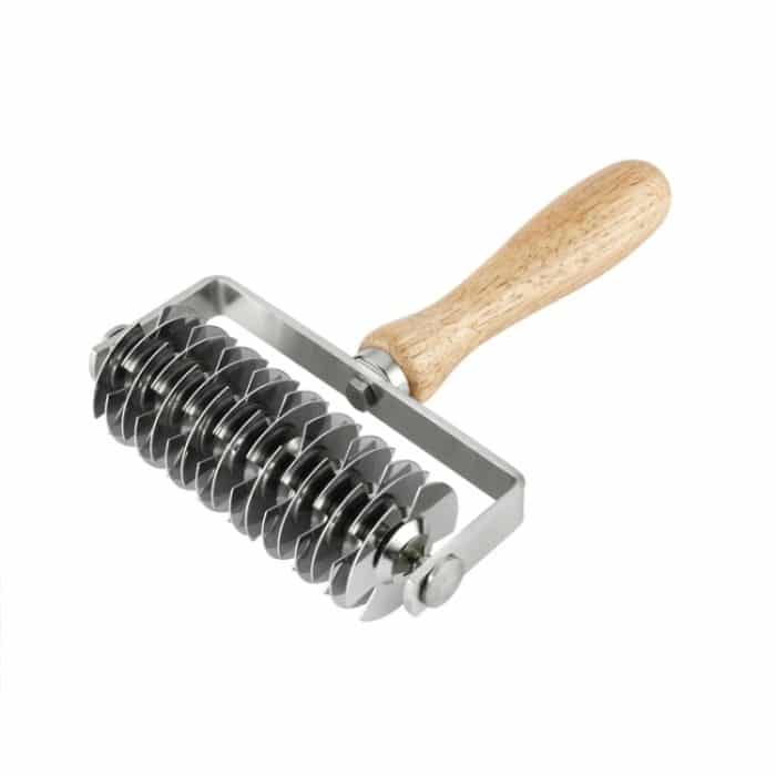 Backwerkzeug Edelstahl Holzgriff Pizza Rollenschneider Dessert-Kochfeld Pizza Netzmesser – Bild 3