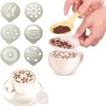 6 PCS Edelstahl Girlande Form Phantasie Kaffee Druck Modell Kaffee Milch Schaum Spray Muster Vorlage Zufällige Lieferung
