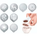 6 PCS Edelstahl Girlande Form Phantasie Kaffee Druck Modell Kaffee Milch Schaum Spray Muster Vorlage Zufällige Lieferung – Bild 2