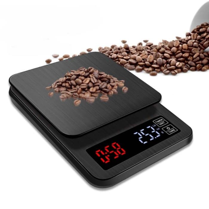 TBD0544328101.jpg Handgeschobene Kaffeewaage für den Haushalt, USB-betriebene intelligente Küchenwaage mit Timing, 3kg/0.1g, 5kg/0.1g, 10kg/1g – Bild 1
