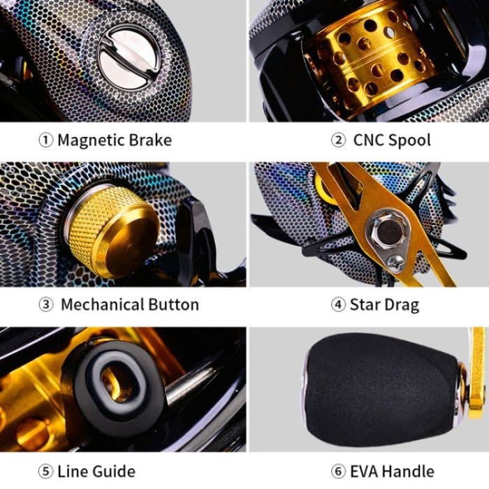 PROBEROS Metall-Fallrad, 18+1-Achsen-Köderrad, Stil:, DW132WR Right Hand, DW132WL Left Hand, DW132PR Right Hand, DW132PL Left Hand, DW132SR Right Hand, DW132SL Left Hand – Bild 5