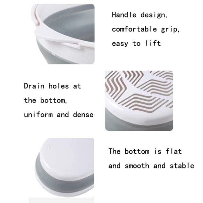 2 Sets doppellagiger faltbarer Abfluss-Waschkorb, Küchen-Aufbewahrungskorb für frisches Obst und Gemüse, Small (Grey), Large (Grey) – Bild 4