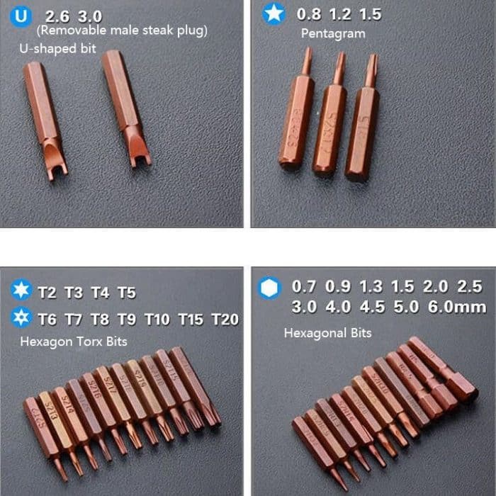 60 in 1 S2 Handy Notebook Computer Demontagewerkzeug Reparatur Kreuzschlitzschraubendreher, 60 in 1 (Black) – Bild 11