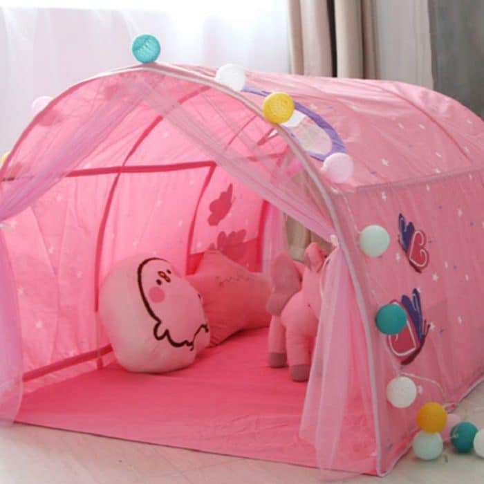 Kinderheimbett-Krabbeltunnel-Spielhauszelt, Blue, Pink, Blue with Mosquito Net, Pink with Mosquito Net – Bild 5