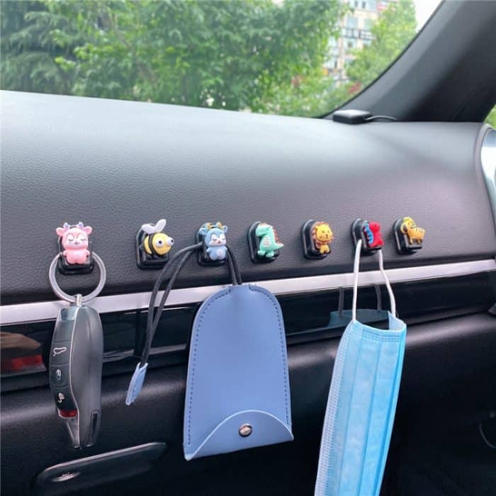 10 PCS Auto Haken Auto Sticky Multifunktionale Mini Kleine Haken Auto Sitz Zurück Haken, Llion, Pink Deer, Blue Deer, Bee, Red Dinosaur, Green Dinosaur, Zebra, Colorful Flowers, Sun Flower, Crown Bear, Yellow Flower, Red Sun Flower, Morning Glory... – Bild 4