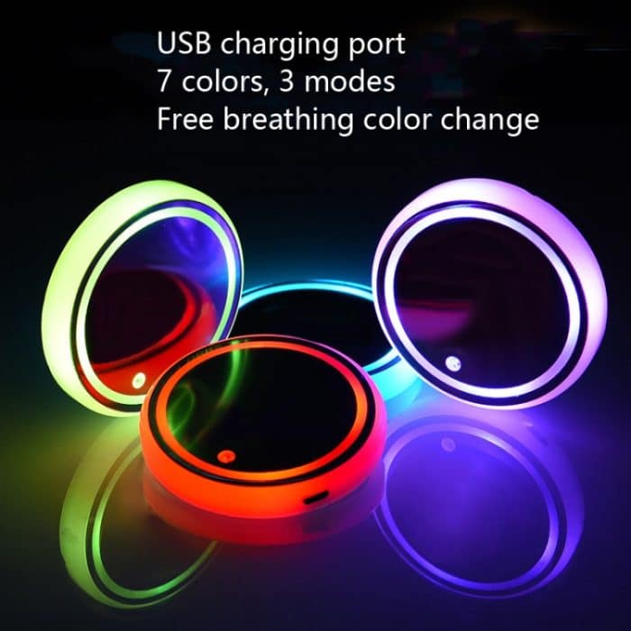 2 PCS Auto LED Luminous Water Coaster Auto Atmosphärenlicht USB Aufladen Rutschfester Untersetzer – Bild 5