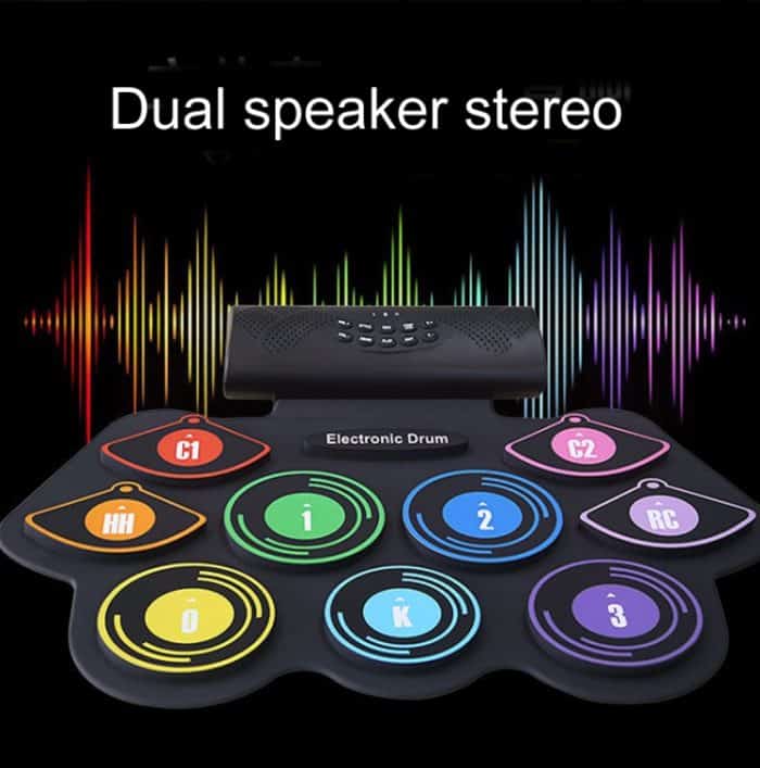 Handgerolltes Trommelset Farbe Elektronische Trommel Lithiumbatterie Wiederaufladbares Silikon-Trommelset – Bild 2