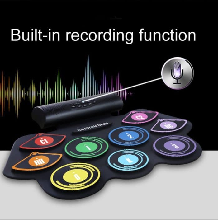 Handgerolltes Trommelset Farbe Elektronische Trommel Lithiumbatterie Wiederaufladbares Silikon-Trommelset – Bild 3