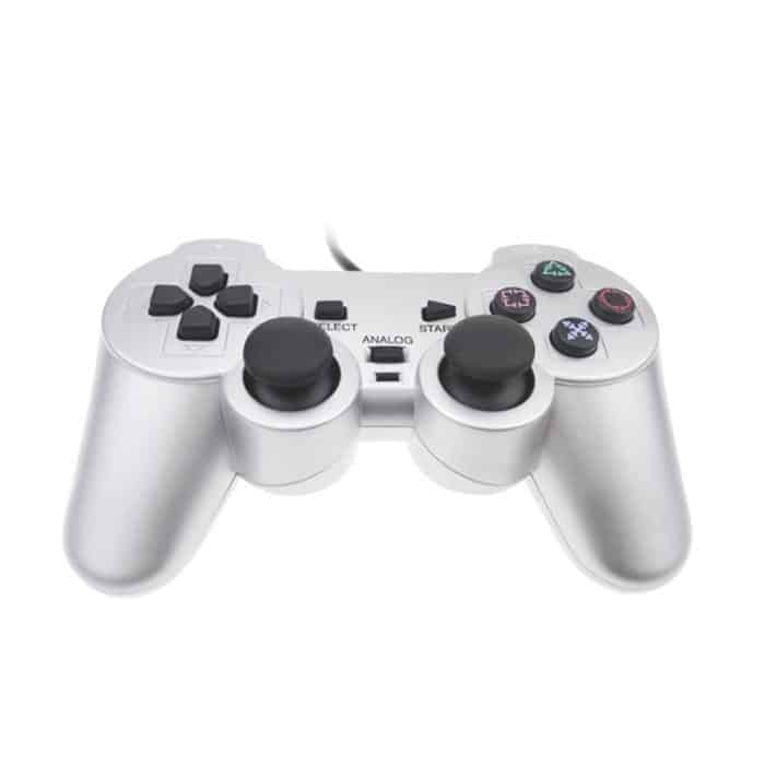 Wired Gamepad Dual Motor Vibration Silber Kraftstoffeinspritzung Gamepad für PS2 geeignet – Bild 2