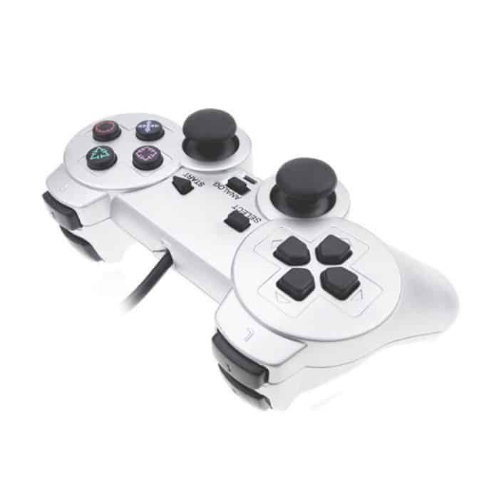 Wired Gamepad Dual Motor Vibration Silber Kraftstoffeinspritzung Gamepad für PS2 geeignet – Bild 4