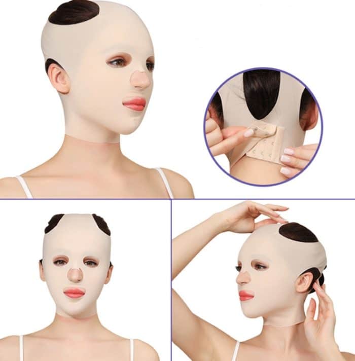 Verbesserte Version für Männer und Frauen, Gesichtslifting-Verband, V-Gesicht, Doppelkinn, formende Gesichtsmaske, 098 Pink Yellow, 098 Pink White, 074 Skin Tone, 076 M Size, 076 L Size, 090 With Hole, 090 Without Hole, 091 Orange, 072 Pink, 072 White... – Bild 8