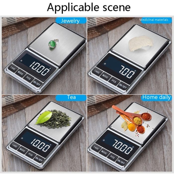 Küchen-Edelstahl-Mini-tragbare Waage, hochpräzise Schmuckwaage, elektronische Waage, 100g/0.01g, 200g/0.01g, 300g/0.01g, 500g/0.01g, 500g/0.1g – Bild 7