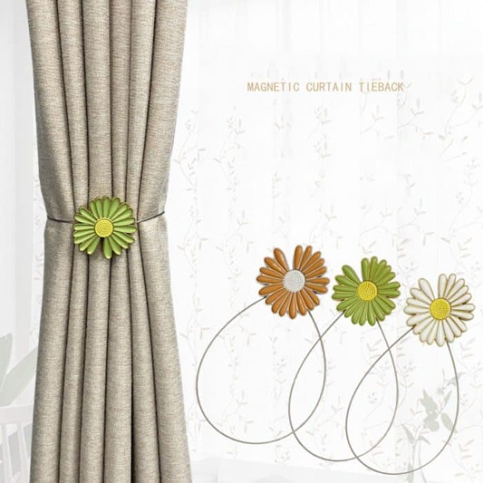 NYJ015 2 Stück kleine, schlichte Gänseblümchen-Magnet-Vorhangschnalle, Daisy Curtain Buckle – Bild 2