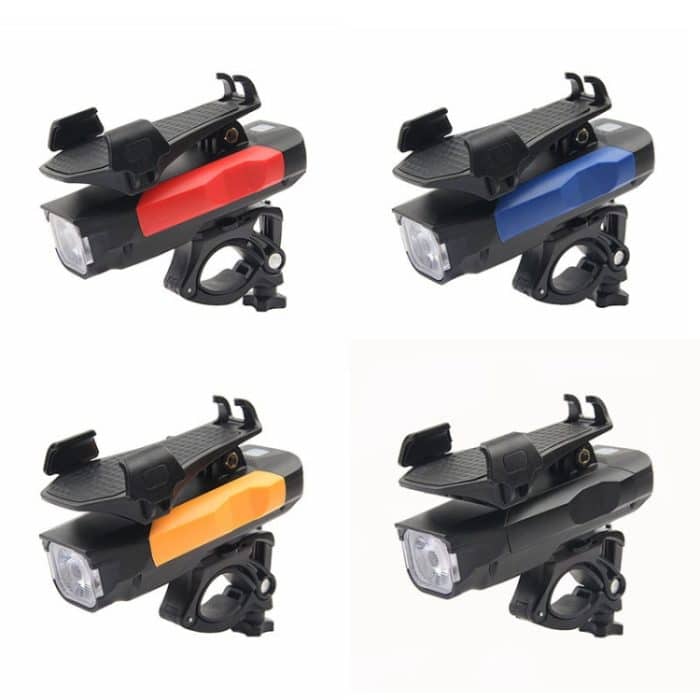 500LM Fahrradlicht Handyhalter Multifunktions-Reitfrontlicht mit Hupe, 4000 mAh (Black), 4000 mAh (Black Red), 4000 mAh (Black Blue), 4000 mAh (Black Orange), 2400 mAh (Black Red), 2400 mAh (Black Blue), 2400 mAh (Black Orange), 2400 mAh (Black) – Bild 2