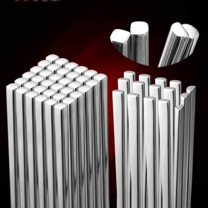 10 Paar Essstäbchen aus 304 Edelstahl, rutschfestes Geschirr, 18.5cm, 22.7cm – Bild 8