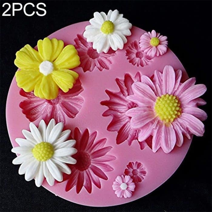 TBD055631201A.jpg 2 Stück 3D-Blumen-Silikonform für Fondant, Basteln, Kuchen, Süßigkeiten, Schokolade, Eis, Gebäck, Backwerkzeug, 3D Flower Shape – Bild 1