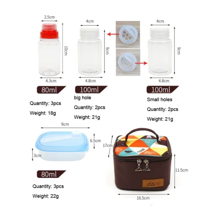 CLS 10-in-1 Outdoor-Gewürzflaschenset Tragbare Küchengewürzbox-Kombination – Bild 5