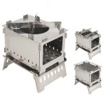 Outdoor Klappkarte Herd Grillplatz Camping Winddicht brennende Feuerwache – Bild 3