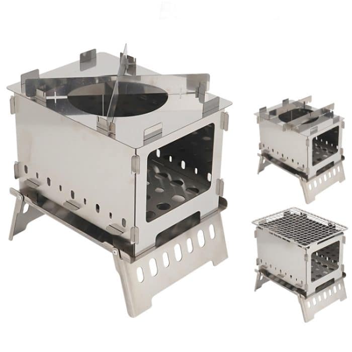 Outdoor Klappkarte Herd Grillplatz Camping Winddicht brennende Feuerwache – Bild 3