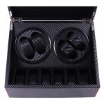 PU-Leder 4+6 Doppelkopf-Motorkasten mit automatischem Aufzug, mechanischer Uhrenrotator, US-Stecker, Full Carbon Fiber, Crocodile Pattern – Bild 3