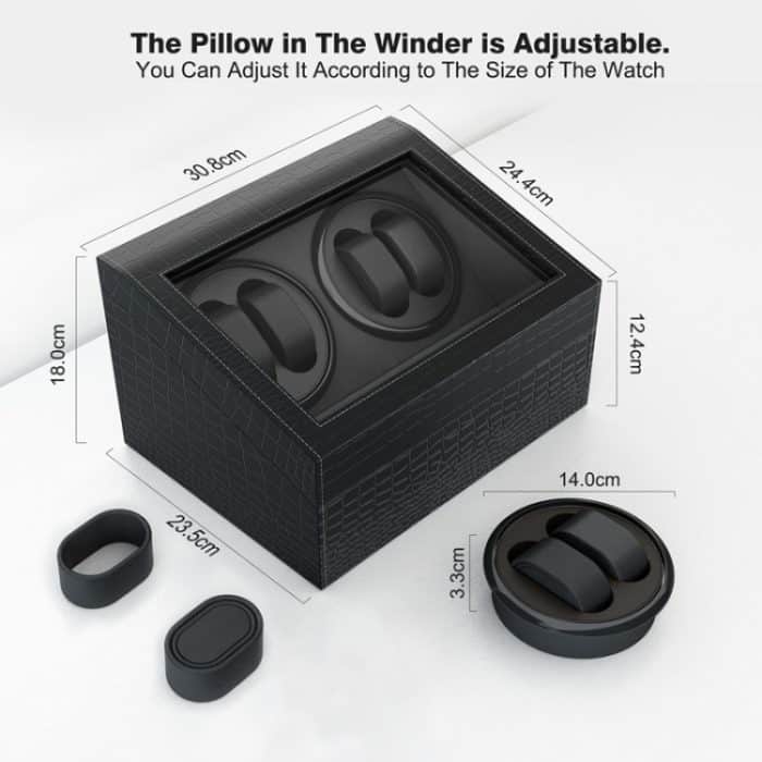 PU-Leder 4+6 Doppelkopf-Motorkasten mit automatischem Aufzug, mechanischer Uhrenrotator, US-Stecker, Full Carbon Fiber, Crocodile Pattern – Bild 5