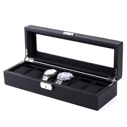 Uhrenbox aus PU-Leder mit gewebtem Muster, Schmuckaufbewahrungsbox, 6 Bits, 12 Bits