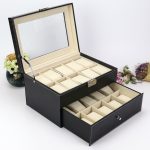 PU-Leder Doppelschicht 20-stellige Uhrenbox Schmuck Geschenk Aufbewahrungsbox – Bild 3
