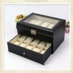 PU-Leder Doppelschicht 20-stellige Uhrenbox Schmuck Geschenk Aufbewahrungsbox – Bild 5