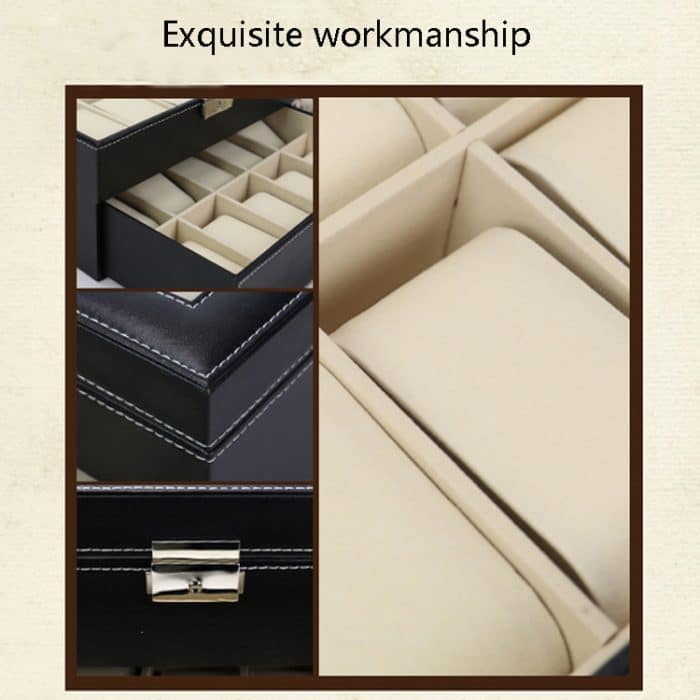 PU-Leder Doppelschicht 20-stellige Uhrenbox Schmuck Geschenk Aufbewahrungsbox – Bild 6