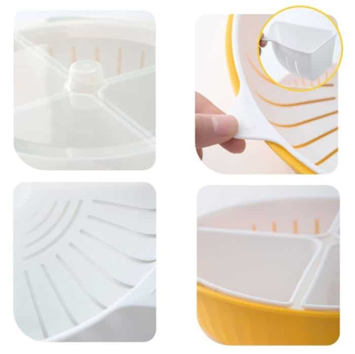 Gemüsewasch-Abtropfkorb, geteiltes Gitter, rotierende, mehrschichtige Hot-Pot-Platte, Tray+Drain Basket (Green), Tray+Drain Basket (Blue), Tray+Drain Basket (Pink), Double Tray (Green), Double Tray (Blue), Double Tray (Pink), 2 Trays+Drain Basket(Green... – Bild 3