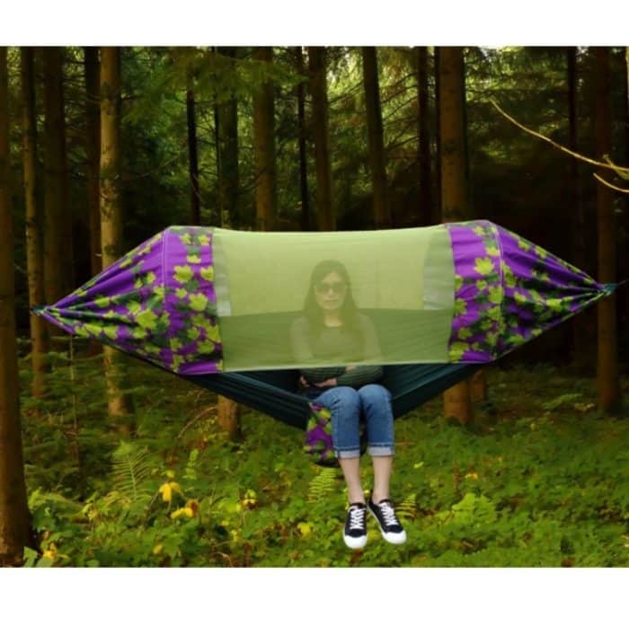 Outdoor Camping Moskitosichere Schattenhängematte Fallschirmtuch Bedruckte Moskitonetz-Hängematte, Größe: 275 x 145 cm, 270x140cm Maple, 275x145cm Blue – Bild 2